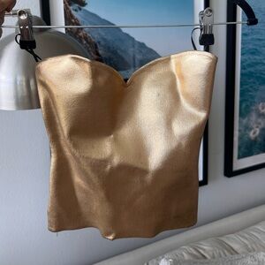 Zara Women’s gold metallic strapless top